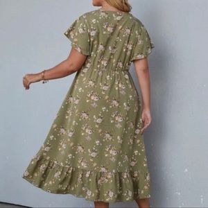 Green Floral Boho Dress
